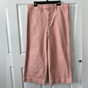 Madewell Emmett Wide Leg Crop in Pink. Size 32